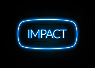 Impact  - colorful Neon Sign on brickwall