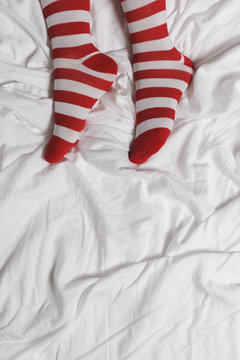 Red and white holiday socks