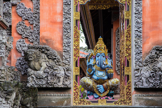 Hindu God Ganesha near entrance. Bali island, Indonesia