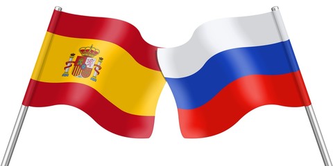 Flags. Spain and Russia 
