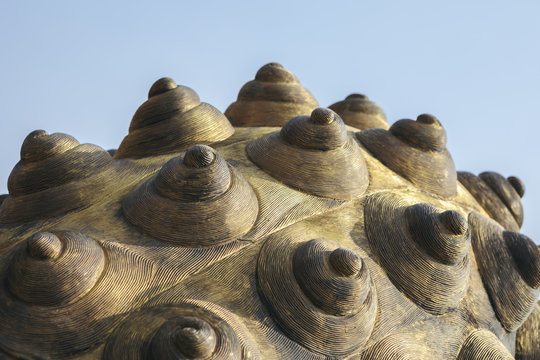 Ancient Chinese Traditional Decorative Detail of Stylized Brass Tortoise Shell
