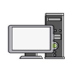 computer monitor with cpu tower icon image vector illustration design 