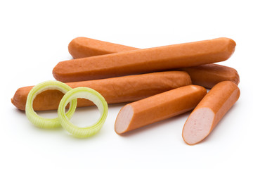 Fresh sausage isolated over white background.