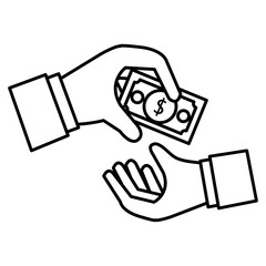 hands human with bill money isolated icon