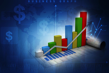 3d rendering Stock market online business concept. business Graph 