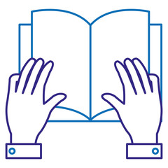 hands reader with text book school icon