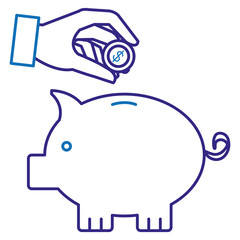 hand human with piggy savings isolated icon