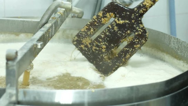 Detail of inside mash tun while making of beer