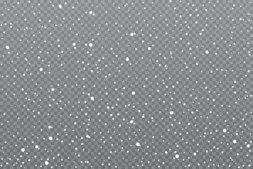 Fotobehang Realistic falling snow on transparent background. Vector illustration. © Andrii Symonenko