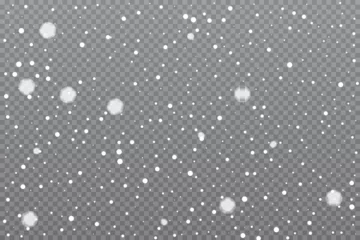 Deurstickers Realistic falling snow on transparent background. Vector illustration. © Andrii Symonenko