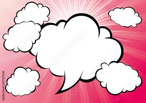 集中線と複数吹き出しの背景 赤のグラデーション コミック ふきだし Speech Balloon Abstract Wall Mural Abstra Globeds