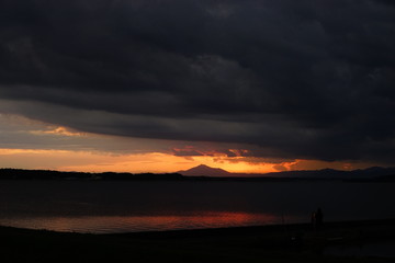 Obraz premium 涸沼の夕景