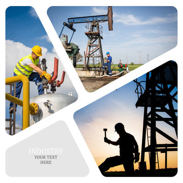 Oil And Gas Industry. Manufacturing Photo Collage