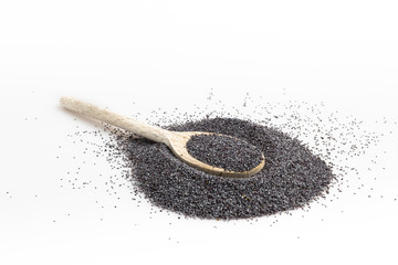 Poppy seeds isolated on white