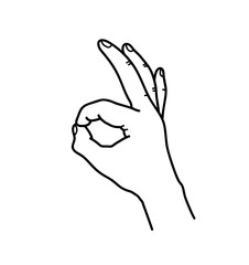 OK  Hand Gesture Doodle Line Art, a hand drawn vector doodle illustration of a okay hand gesture.