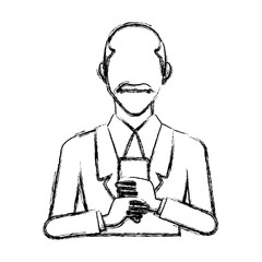 Businessman with smartphone icon vector illustration graphic design