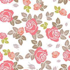 Rose seamless pattern. Seamless pattern with flowers roses. Floral seamless background.