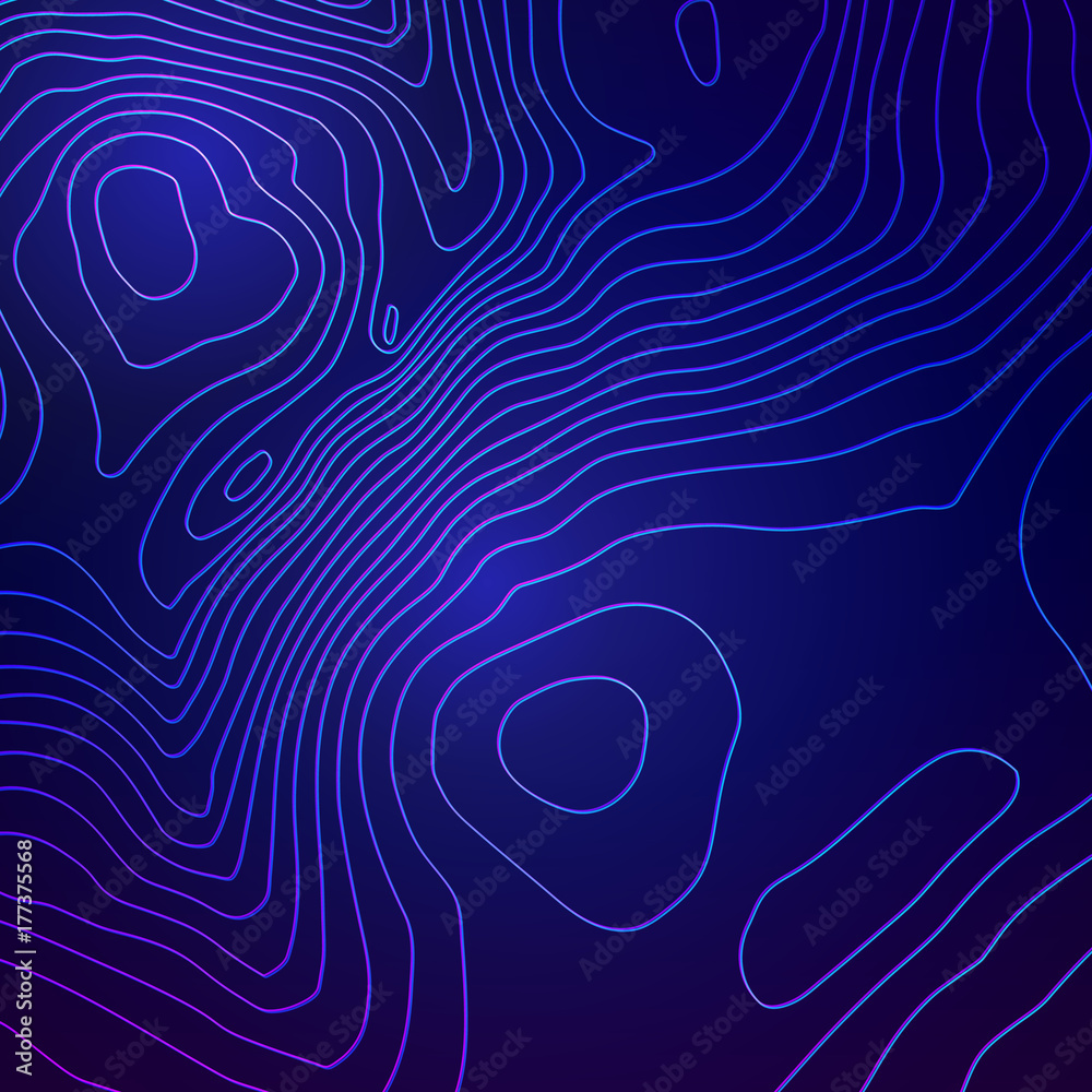 Poster Topographic map colorful abstract background with contour lines