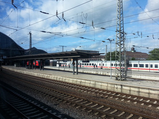 Tracks and platform of Bremen railway station, Bremen, Germany