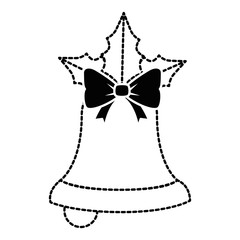 merry christmas bell decorative with bow vector illustration design