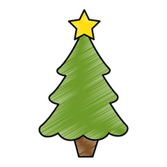 merry christmas pine tree vector illustration design