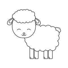 cartoon sheep icon over white background vector illustration