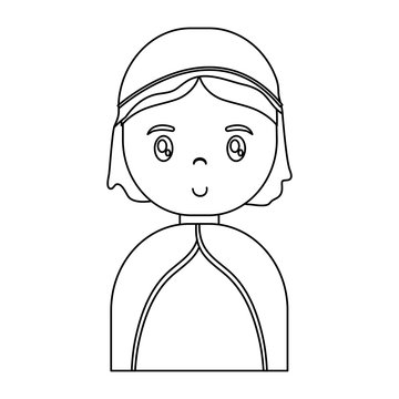 cartoon virgin mary icon over white background vector illustration