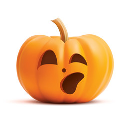 Pumpkin face on white background. Pumpkin scary face halloween. Vector illustration of surprised pumpkin.