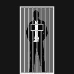 man silhouette in jail illustration