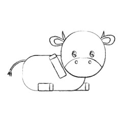 cartoon cow icon over white background vector illustration