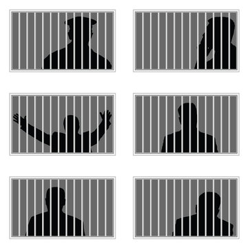 man silhouette in prision set illustration