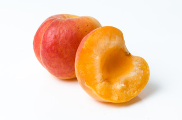 Peach. Red yellow peach on a white background