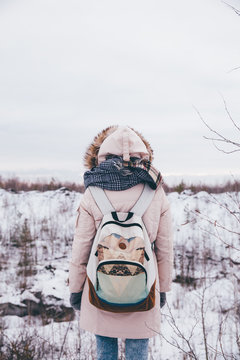 Woman looking at snowscape