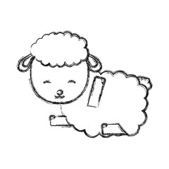 cartoon sheep icon over white background vector illustration
