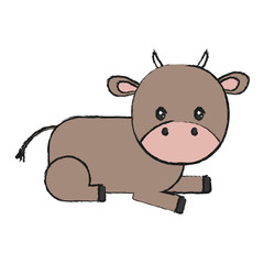 cartoon cow icon over white background vector illustration