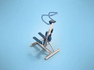 Modern sport trainer stepper with electronic control system blue 3d render on blue background