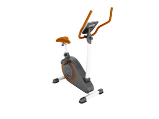 Modern sports exercise bike with electric control home orange 3d render on a white background no shadow