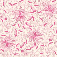 Seamless pattern with decorative flowers. 