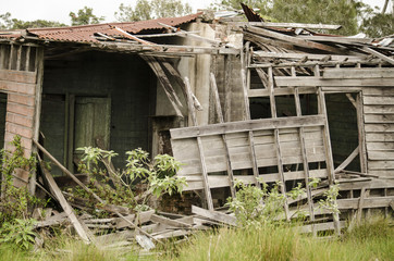 Deserted old wooden farm house