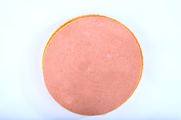 Pork bologna on white background