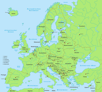 Europakarte in Grün (detailliert) 