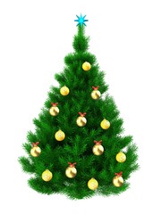 3d Christmas tree over white