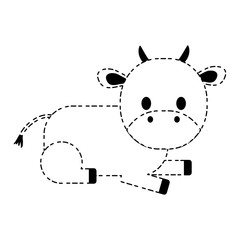 cartoon cow icon over white background vector illustration