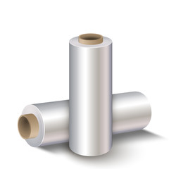 Roll of wrapping stretch film, isolated on white