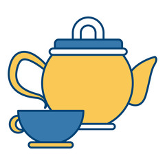 Porcelain teapot and cup utensil icon vector illustration graphic design