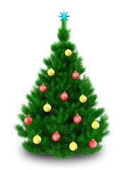3d Christmas tree over white