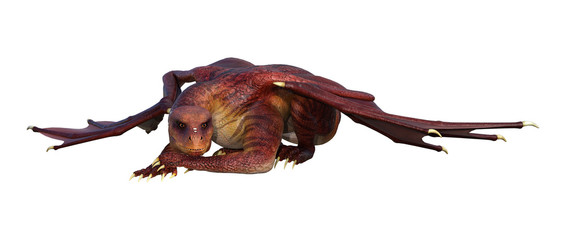 3D Rendering Fantasy Dragon on White