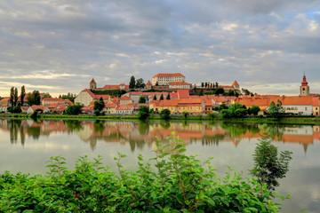 Fototapeta na wymiar City of Ptuj, Slovenia, on a cloudy day