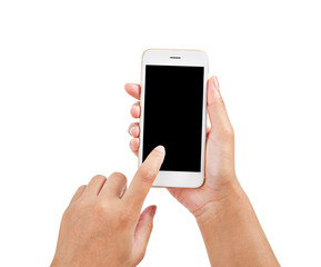 closeup hand using phone.