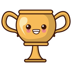 Trophy cup championship cute kawaii cartoon vector illustration